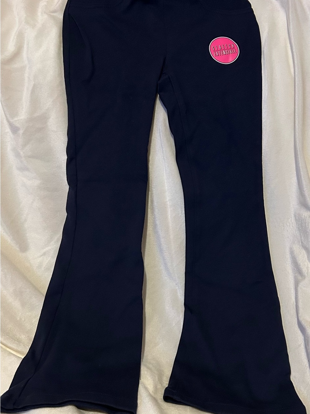 The Children's Place Black Flare Leggings with Pink Logo Patch